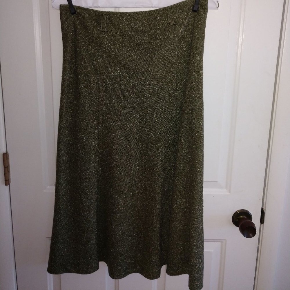 Green Tweed-look Midi skirt